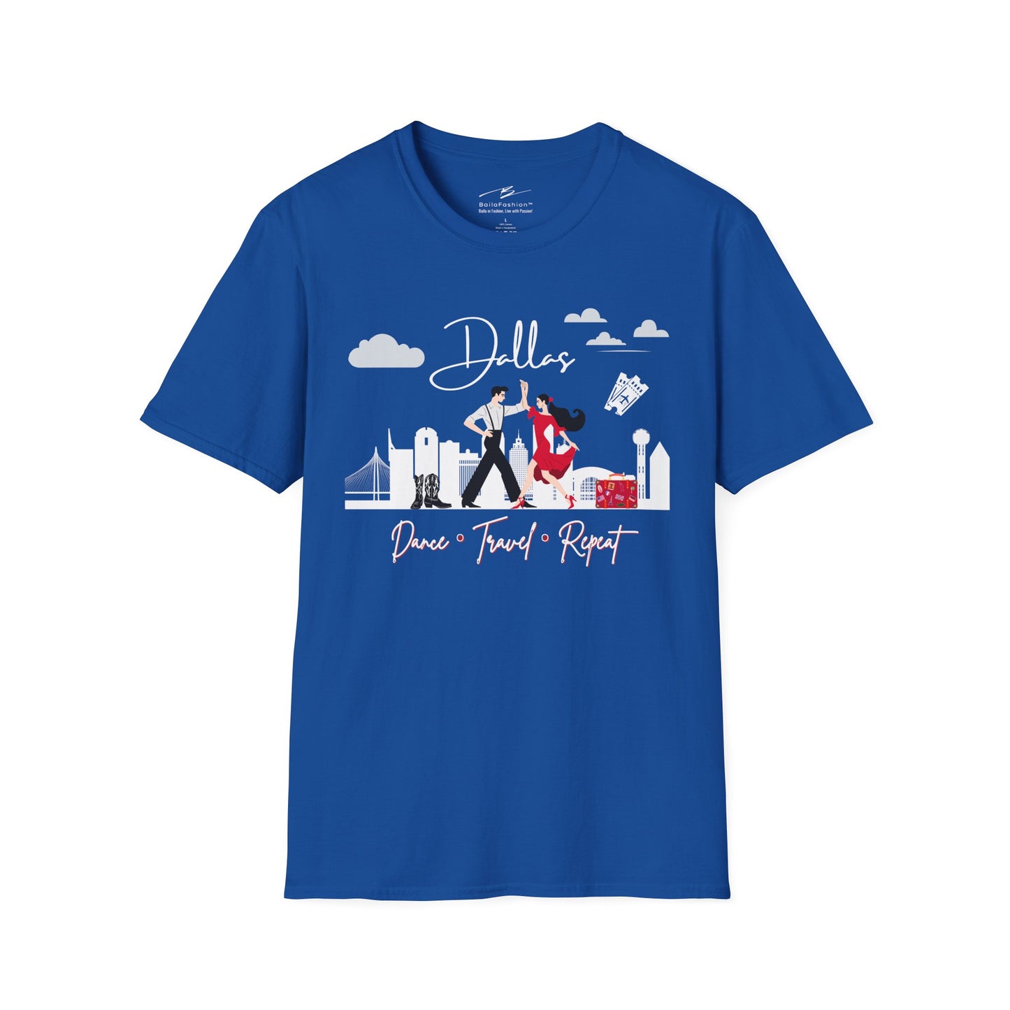 Dallas Dance Travel Repeat T-shirt | Big D Latin Dance Scene | Texas Salsa Bachata | Cowboy Boot Dance Gift | BailaFashion Dance Lifestyle