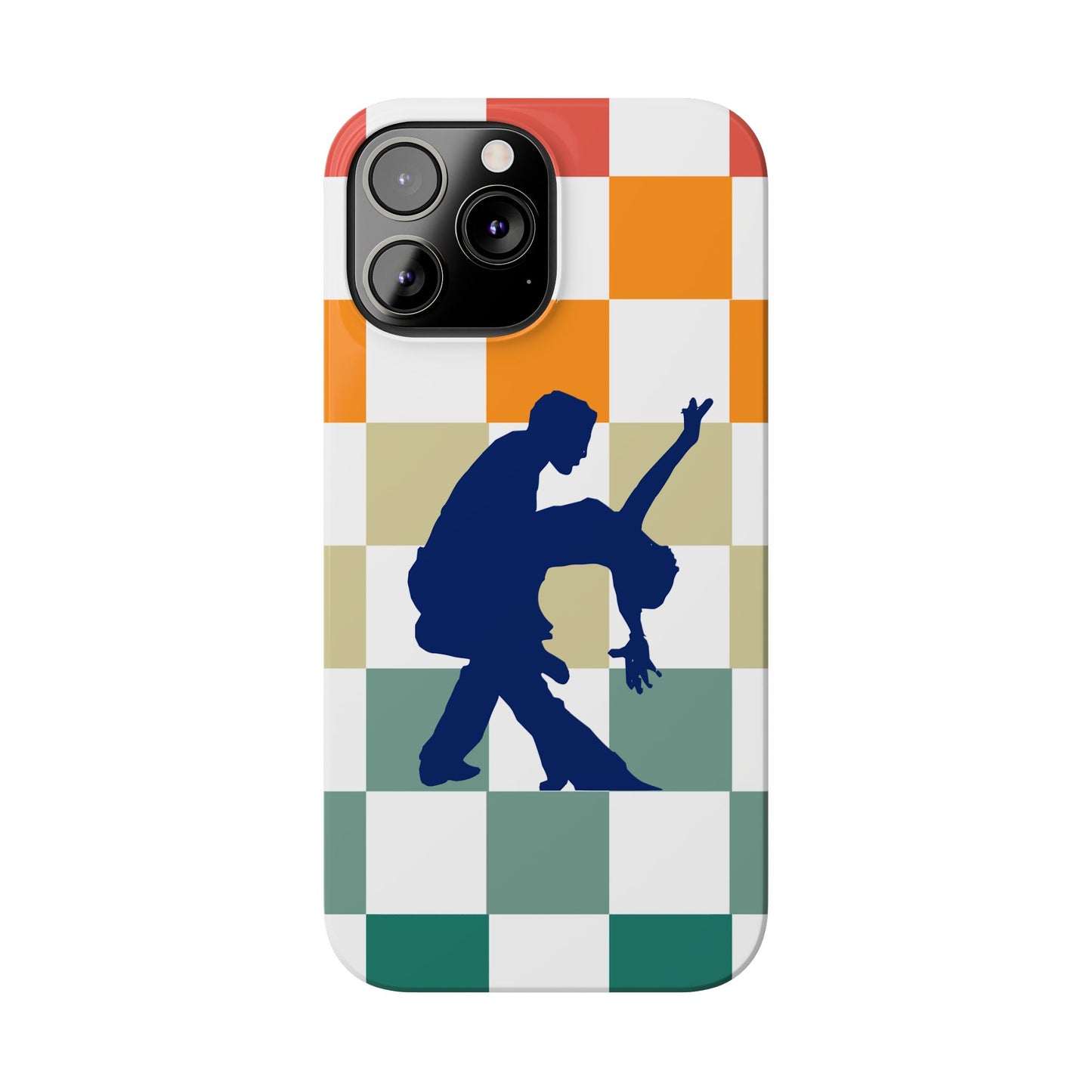 Bachata Dip iPhone Case | Retro Dance Silhouette | Colorful Checkerboard Design | BailaFashion Dance Lifestyle