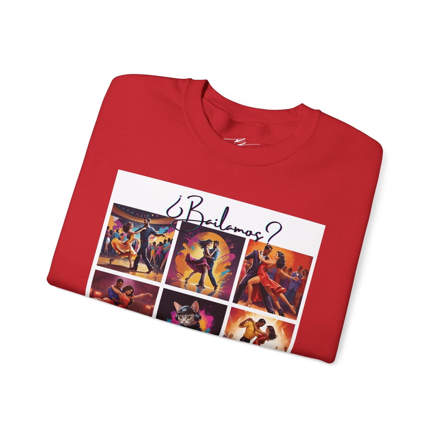 Bailamos? Latin Dance Collage Sweatshirt | DJ Cat Salsa Bachata Art | Vibrant Social Dancing | BailaFashion Streewear | Dance Practice Wear