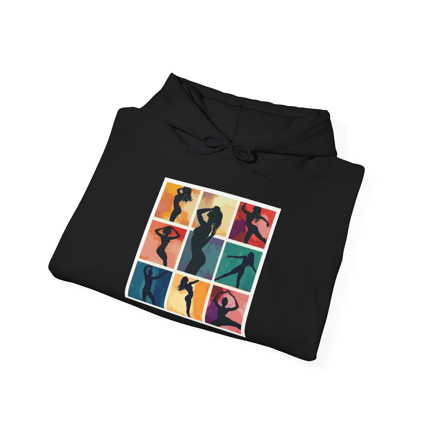 Dance Silhouette Hoodie | Colorful Latin Dance Art | Salsa Bachata Dancer Grid Design | Vibrant Dance Silhouettes | BailaFashion Lifestyle