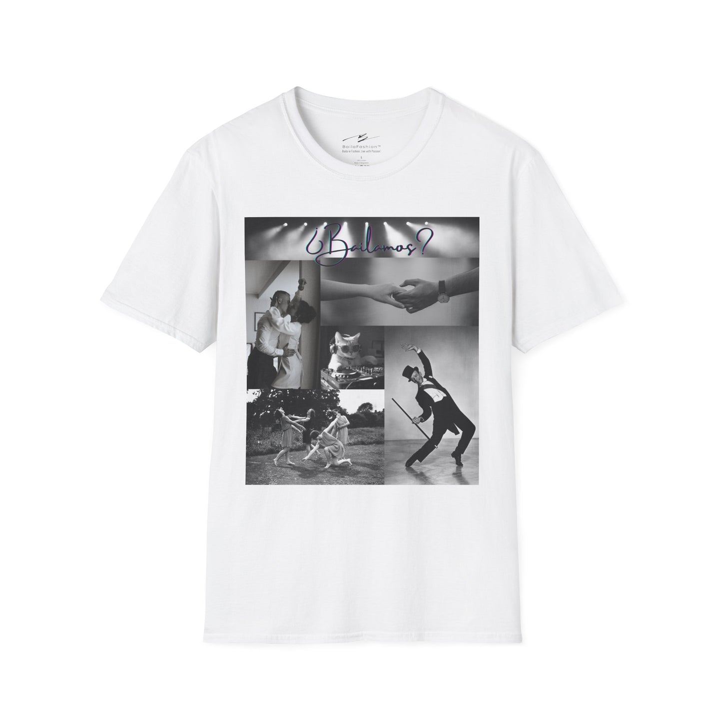 Bailamos Dance Collage T-shirt | DJ Cat Latin Dance Moments | Vintage Dance Couples | Matching Dance Tops | Dance Lifestyle | Practice Tee