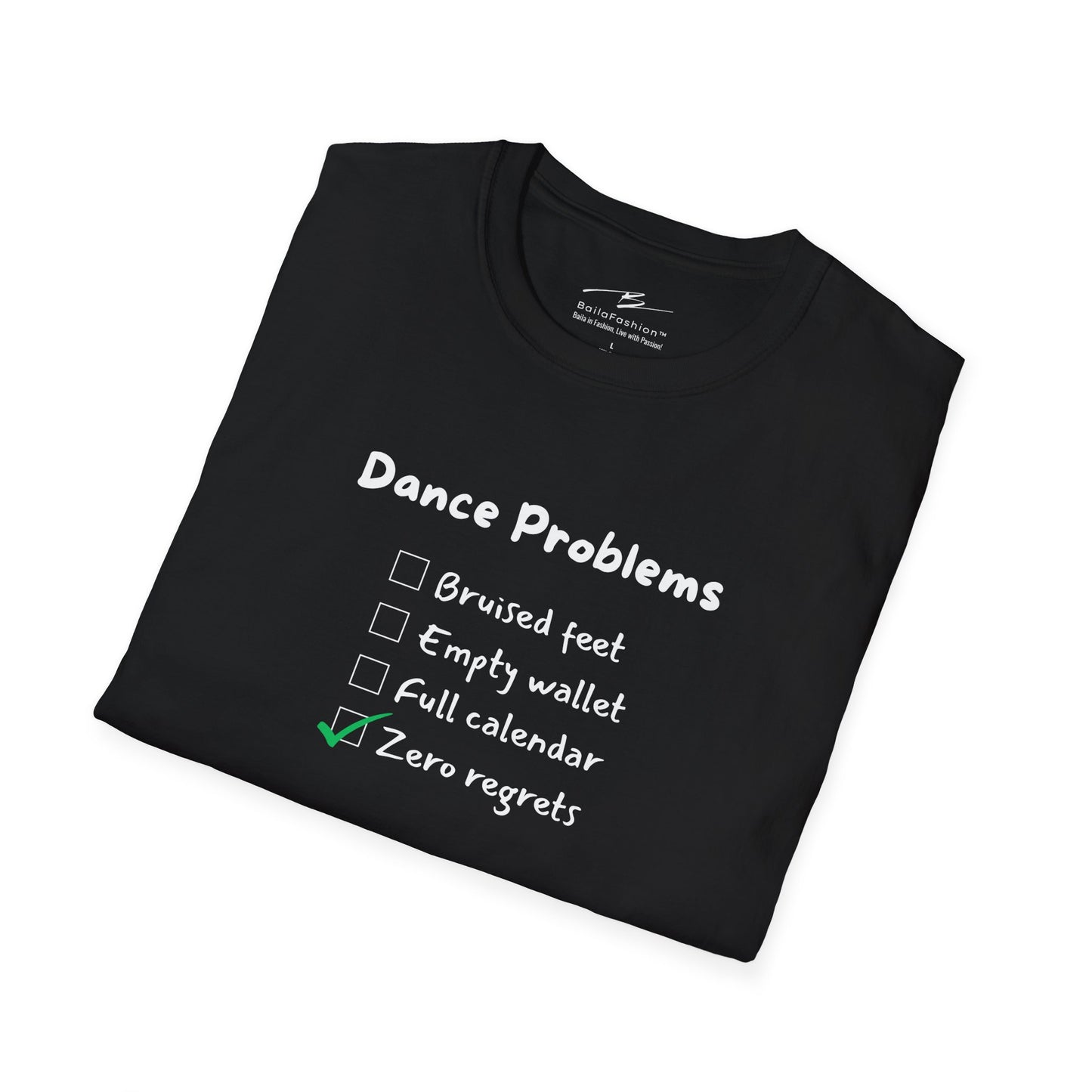 Dance Problems Checklist T-Shirt | Latin Dancer Humor | Salsa Bachata Tee | Zero Regrets Dance Life | Dance Lifestyle | Matching Couple Tops