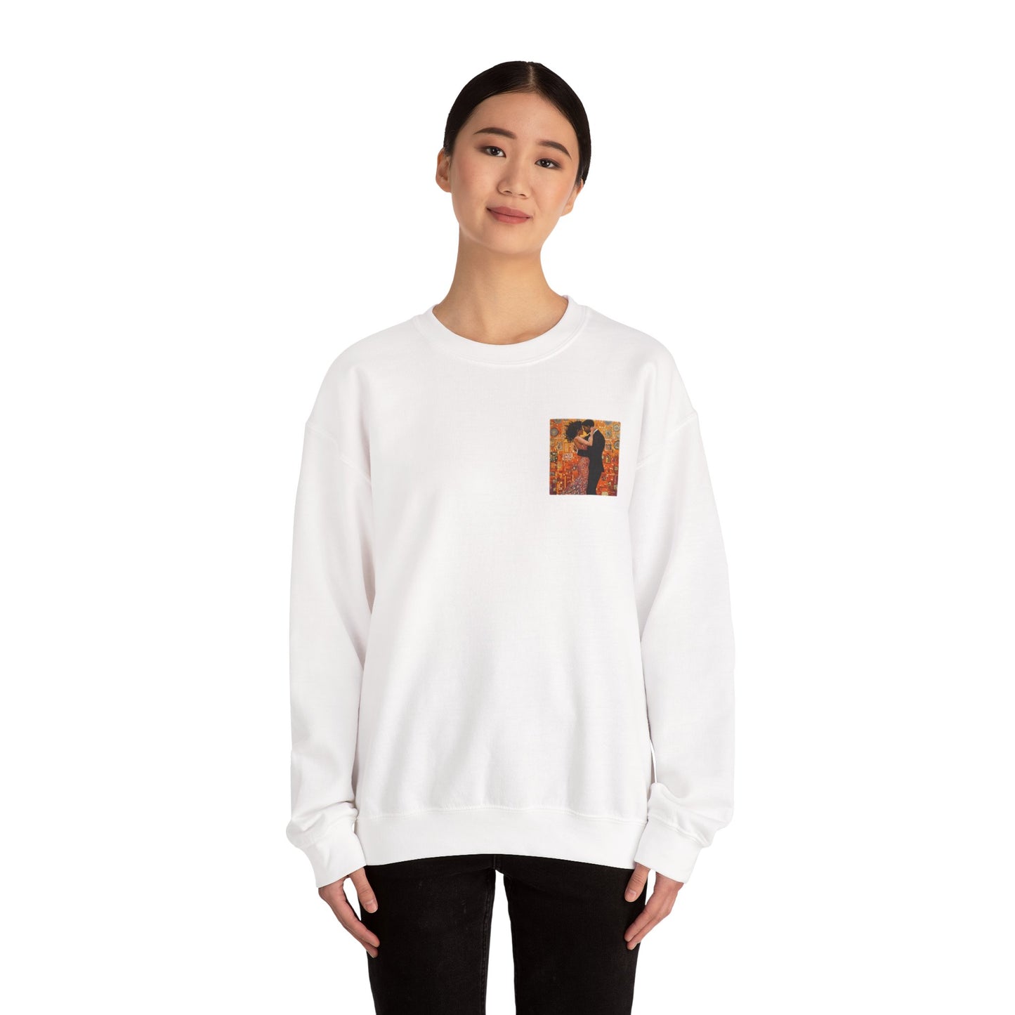 Amber Embrace Art Sweatshirt | Klimt Inspired Latin Dance | Salsa Bachata | Unisex Crewneck | Dance Practice Wear | BailaFashion Streewear