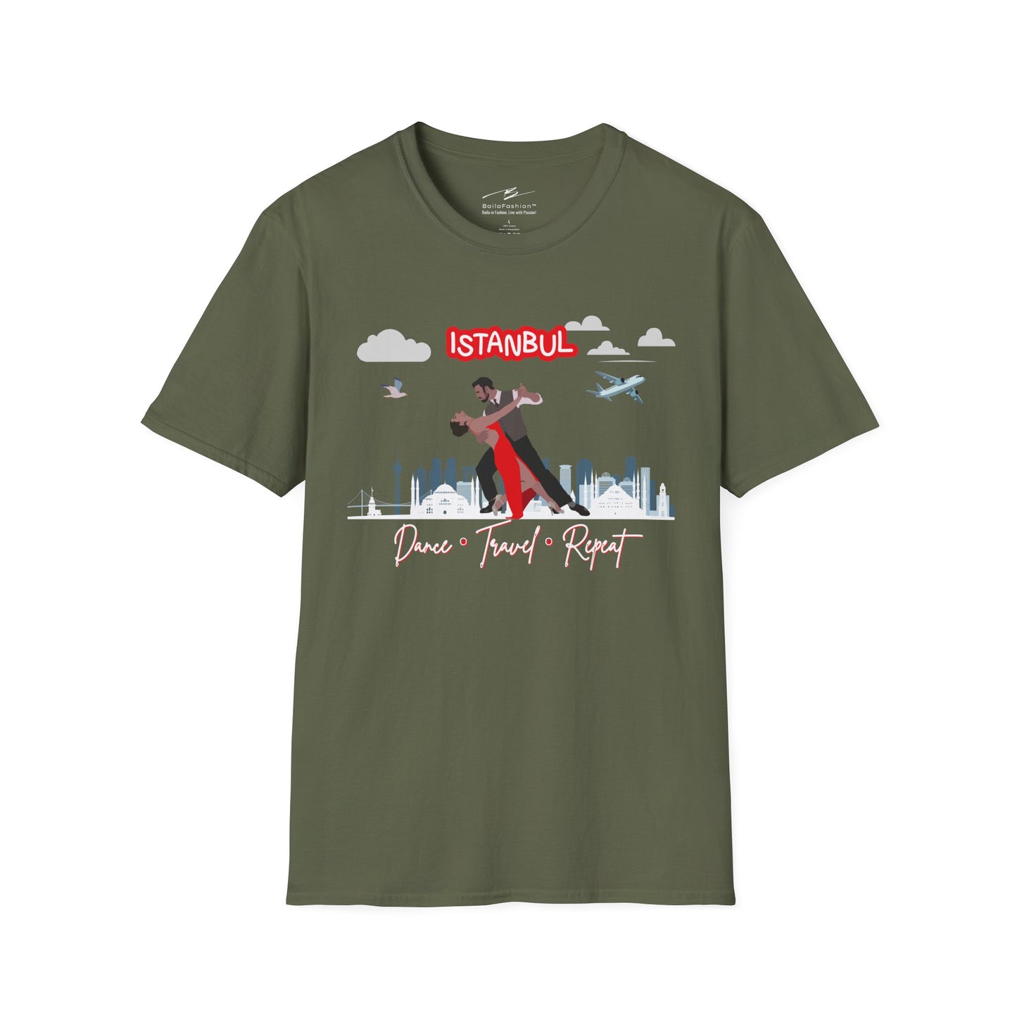 Istanbul Dance Travel Repeat T-Shirt | Turkish Bachata Dancers Skyline Tee | Class Practice Festivals Matching Couple Tops | Dance Lifestyle