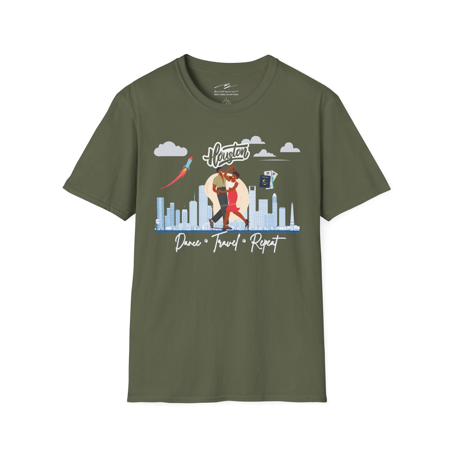 Houston Dance Travel Repeat T-shirt | Space City Latin Dance | Texas Salsa Bachata | Southern Dance Congress Gift | BailaFashion Lifestyle