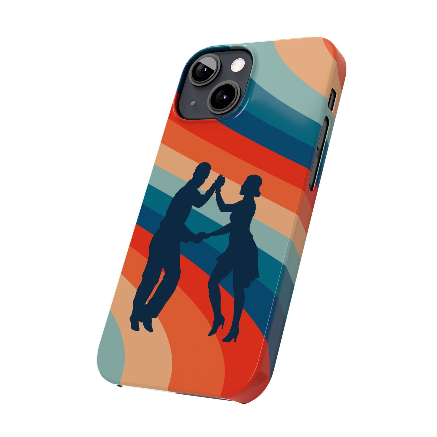 Rainbow Rhythm iPhone Case | Salsa Dance Silhouettes | Retro Dance Waves | Latin Connection Art | BailaFashion Dance Lifestyle