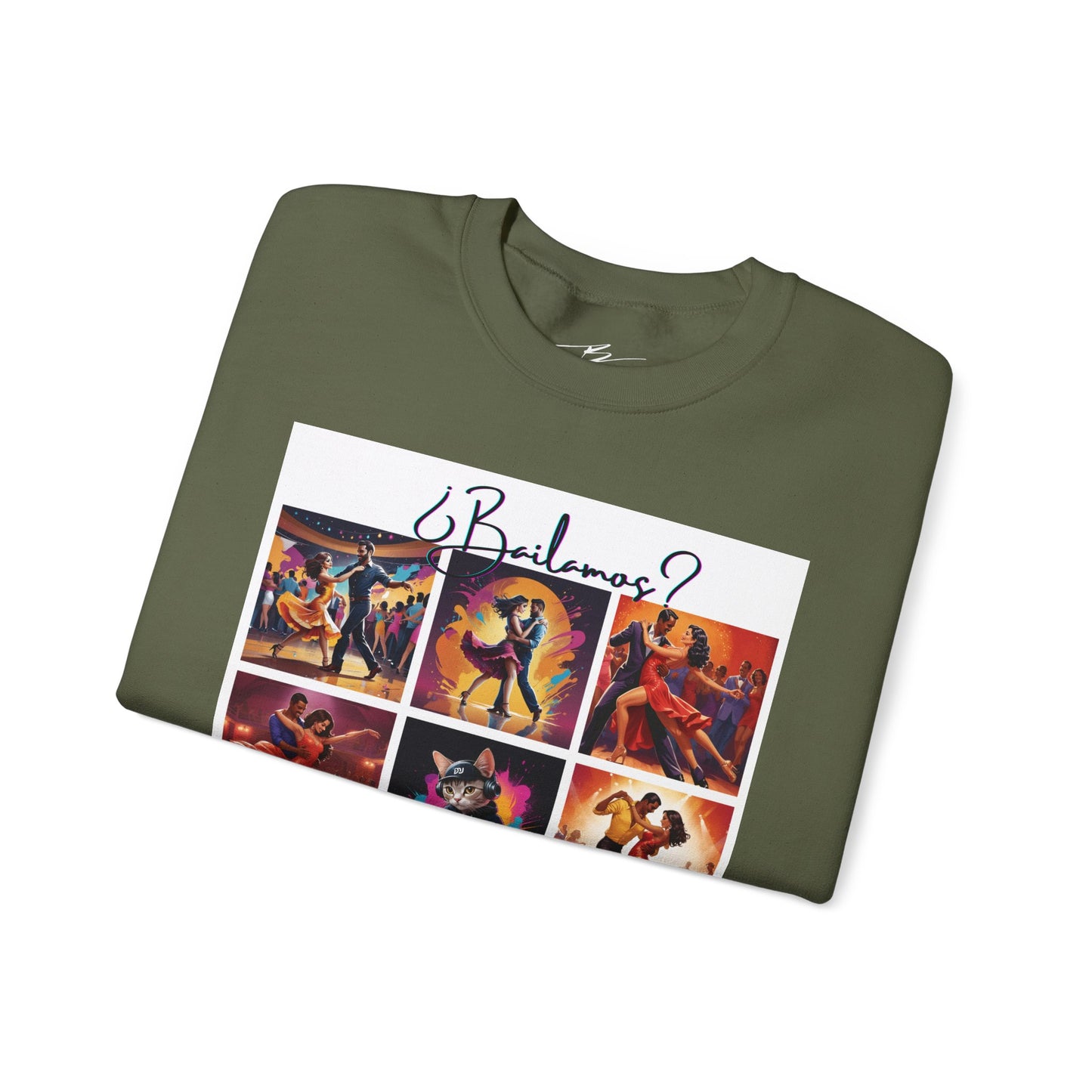 Bailamos? Latin Dance Collage Sweatshirt | DJ Cat Salsa Bachata Art | Vibrant Social Dancing | BailaFashion Streewear | Dance Practice Wear