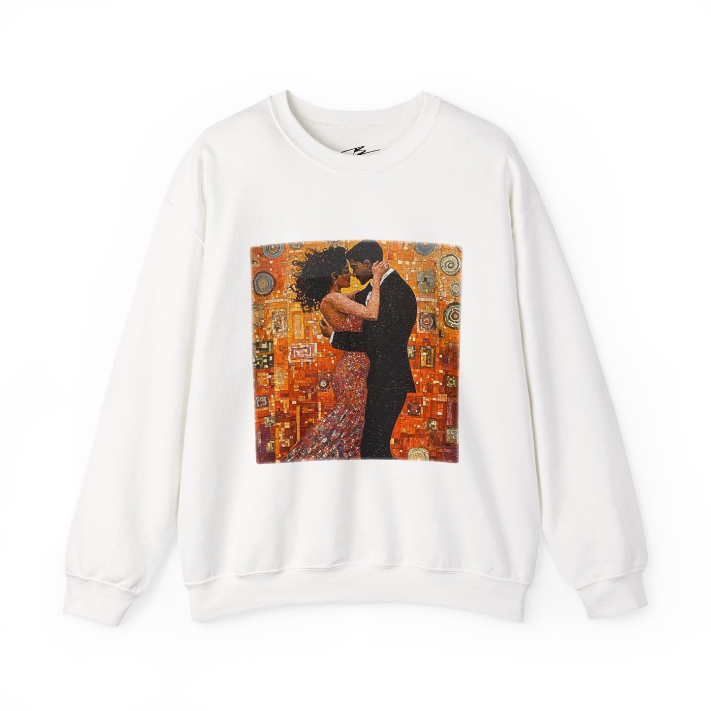 Amber Embrace Art Sweatshirt | Klimt-Inspired Latin Dance | Bachata Romance | BailaFashion Couple Streetwear | Dance Lifestyle Apparell