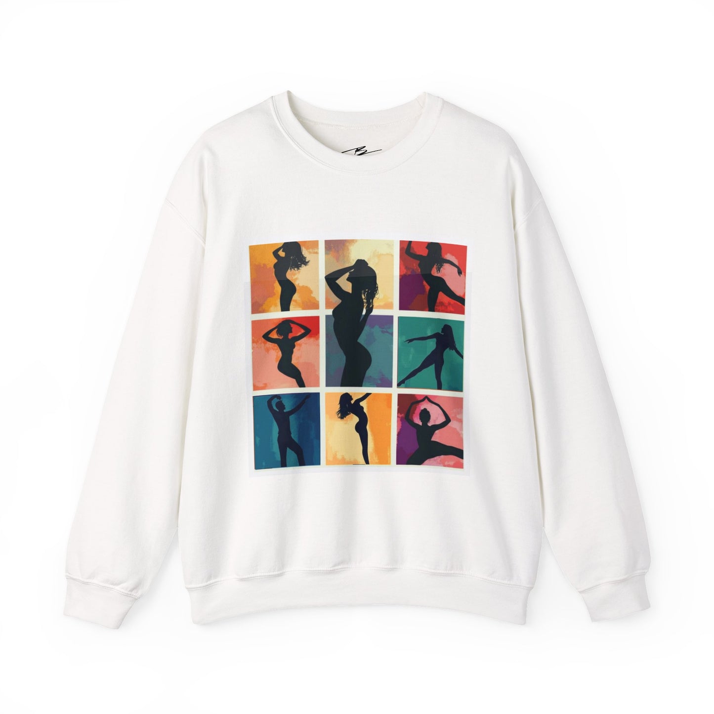 Dance Silhouette Grid Sweatshirt | Colorful Dancer Collage Crewneck | Modern Dance Art | Contemporary Ballet Jazz Hip-Hop Poses Pullover
