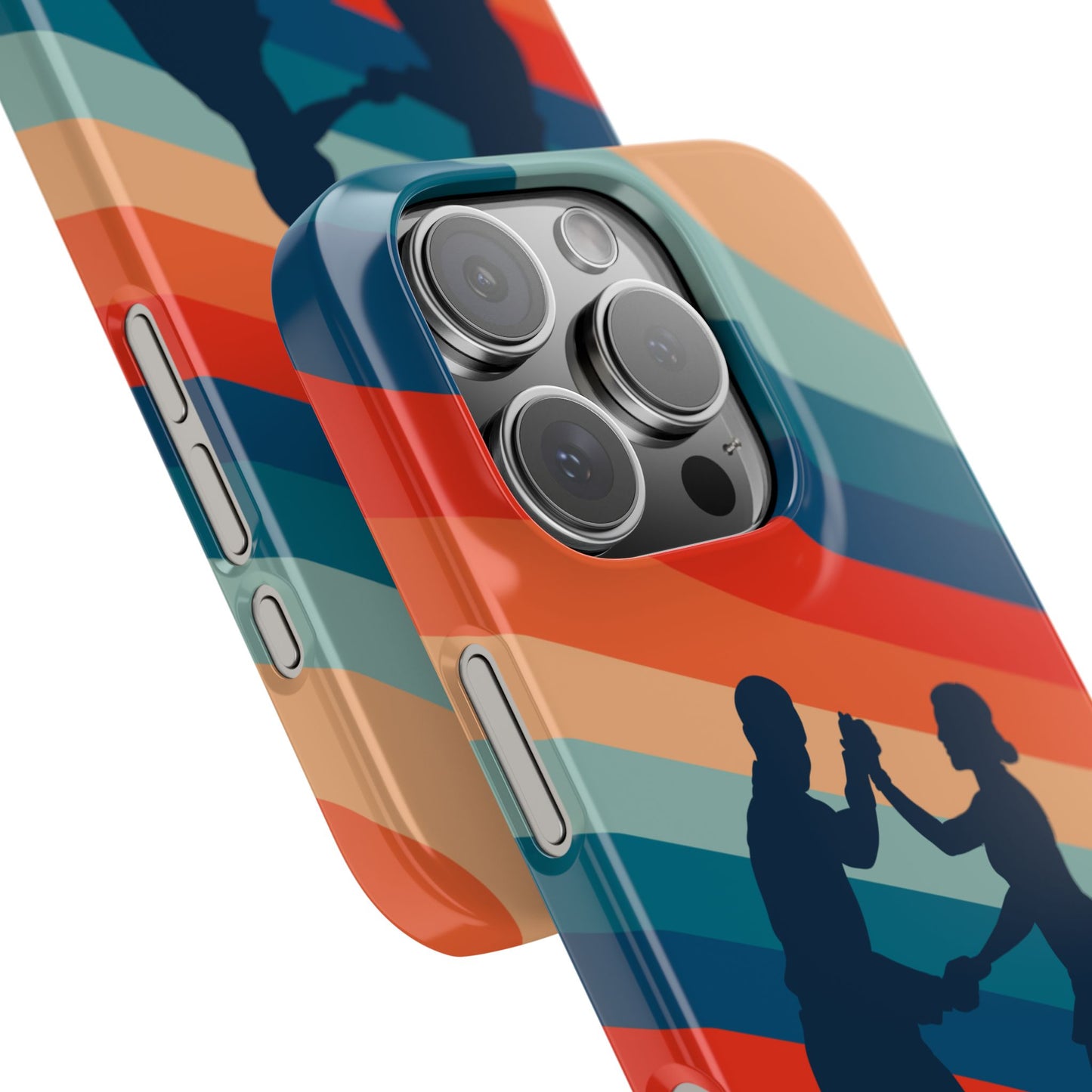 Rainbow Rhythm iPhone Case | Salsa Dance Silhouettes | Retro Dance Waves | Latin Connection Art | BailaFashion Dance Lifestyle