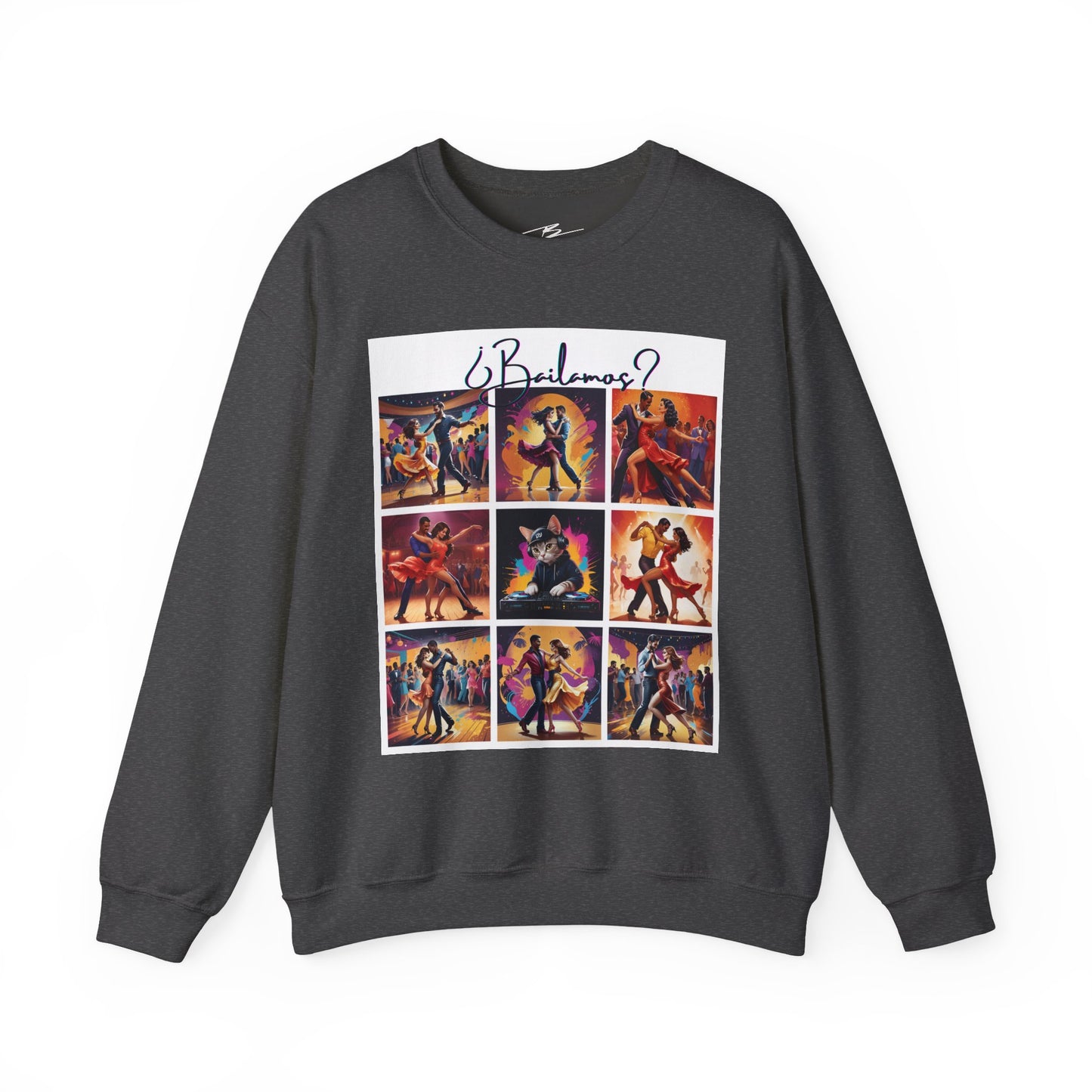 Bailamos? Latin Dance Collage Sweatshirt | DJ Cat Salsa Bachata Art | Vibrant Social Dancing | BailaFashion Streewear | Dance Practice Wear