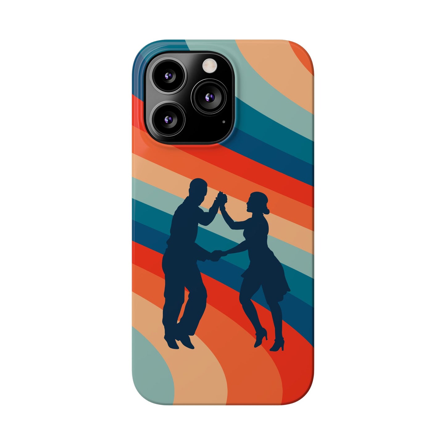 Rainbow Rhythm iPhone Case | Salsa Dance Silhouettes | Retro Dance Waves | Latin Connection Art | BailaFashion Dance Lifestyle