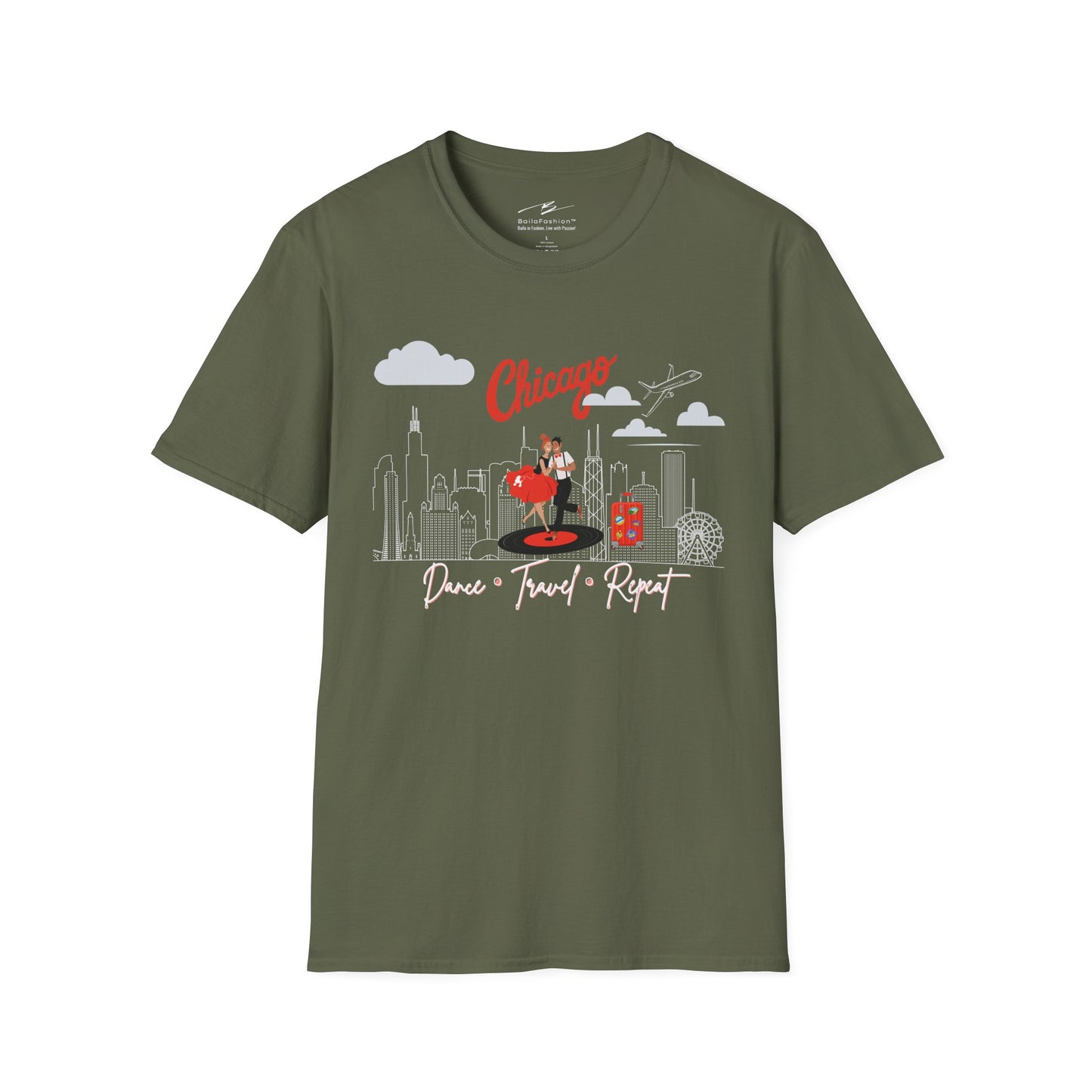 Chicago Dance Travel Repeat T-shirt | Windy City Latin Dance | Chi-town Salsa Bachata | Dance Congress Gift | BailaFashion Dance Lifestyle