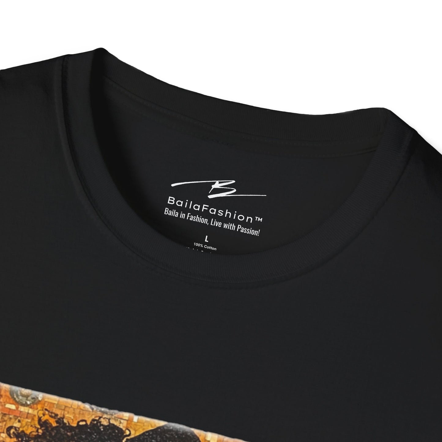 Amber Embrace T-Shirt | Klimt-Inspired Latin Dance Art | Salsa Bachata Couple | Dance Practice Wear | BailaFashion Streewear | Unisex Tee