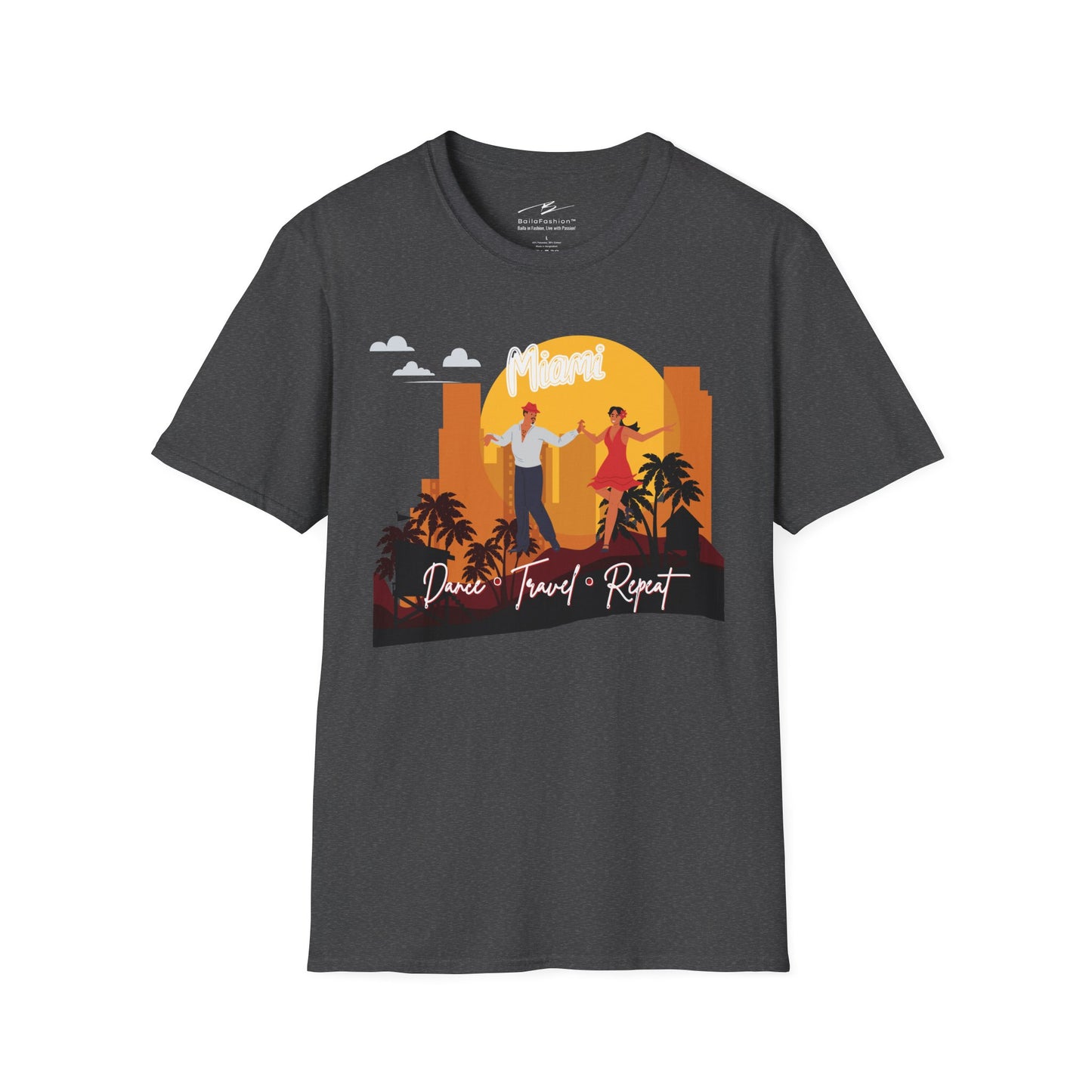Miami Dance Travel Repeat T-shirt | Tropical Latin Dance City | Salsa Bachata Travel Gift | Dance Congress Tee | BailaFashion Lifestyle