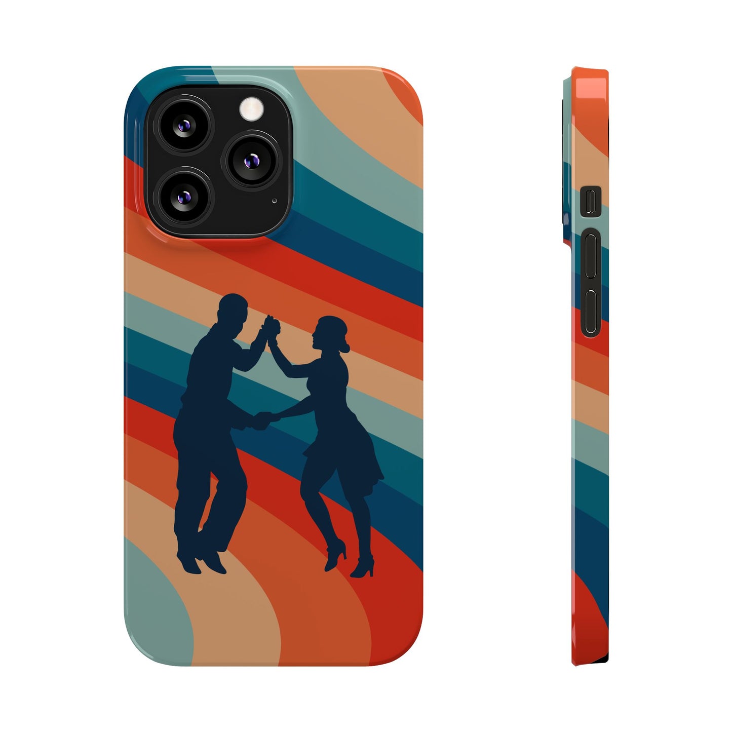 Rainbow Rhythm iPhone Case | Salsa Dance Silhouettes | Retro Dance Waves | Latin Connection Art | BailaFashion Dance Lifestyle