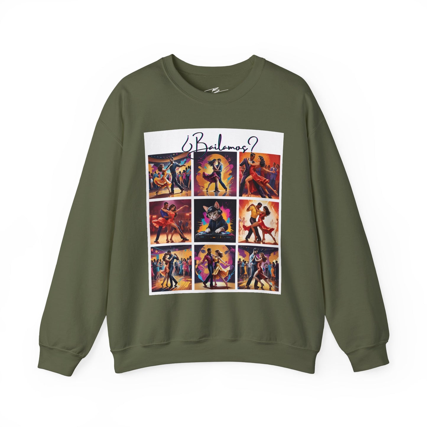 Bailamos? Latin Dance Collage Sweatshirt | DJ Cat Salsa Bachata Art | Vibrant Social Dancing | BailaFashion Streewear | Dance Practice Wear