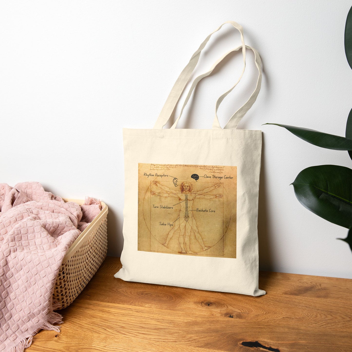 Vitruvian Dancer Tote Bag | Latin Dance Anatomy | Salsa Bachata Accessories | Dance Science Carry All | BailaFashion Dance Lifestyle