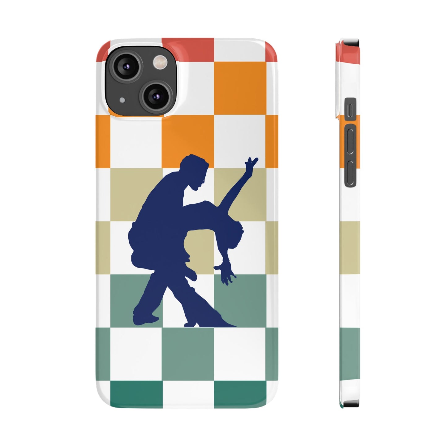 Bachata Dip iPhone Case | Retro Dance Silhouette | Colorful Checkerboard Design | BailaFashion Dance Lifestyle