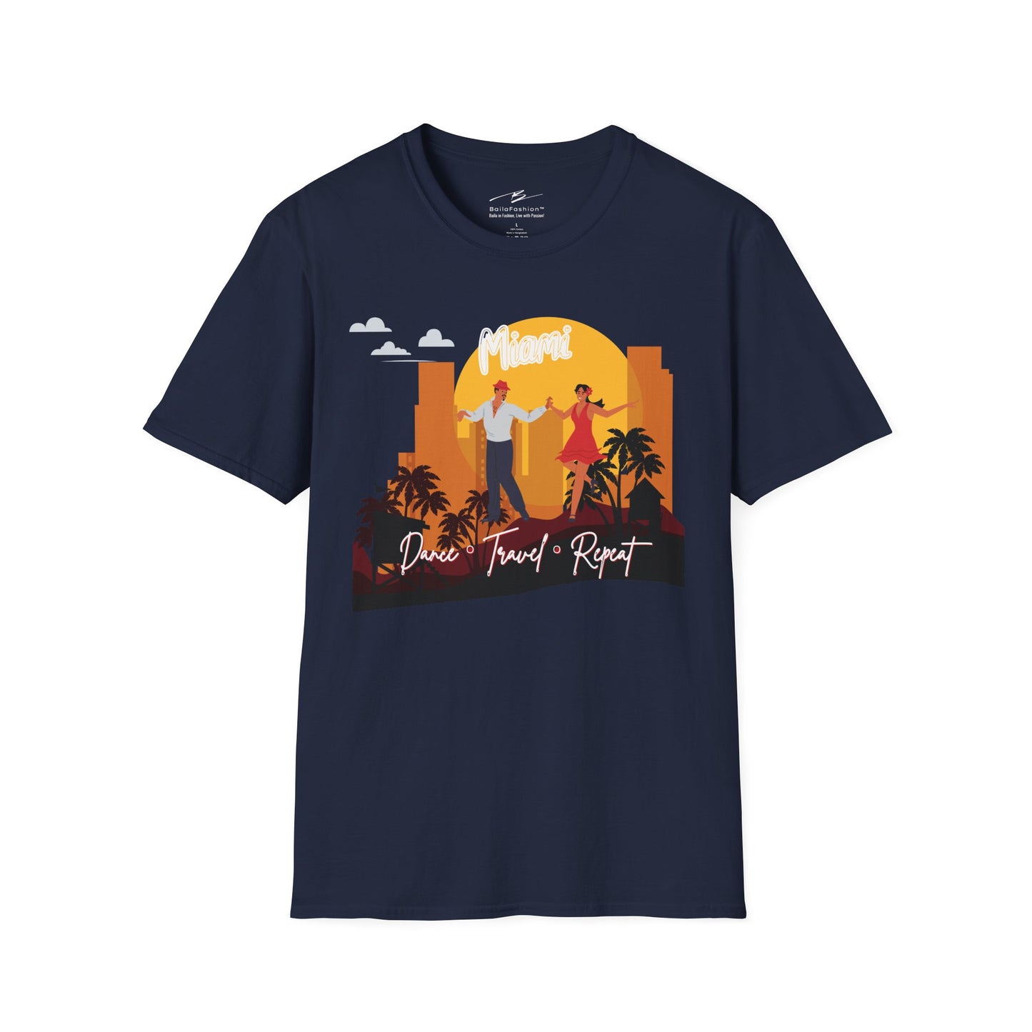 Miami Dance Travel Repeat T-shirt | Tropical Latin Dance City | Salsa Bachata Travel Gift | Dance Congress Tee | BailaFashion Lifestyle