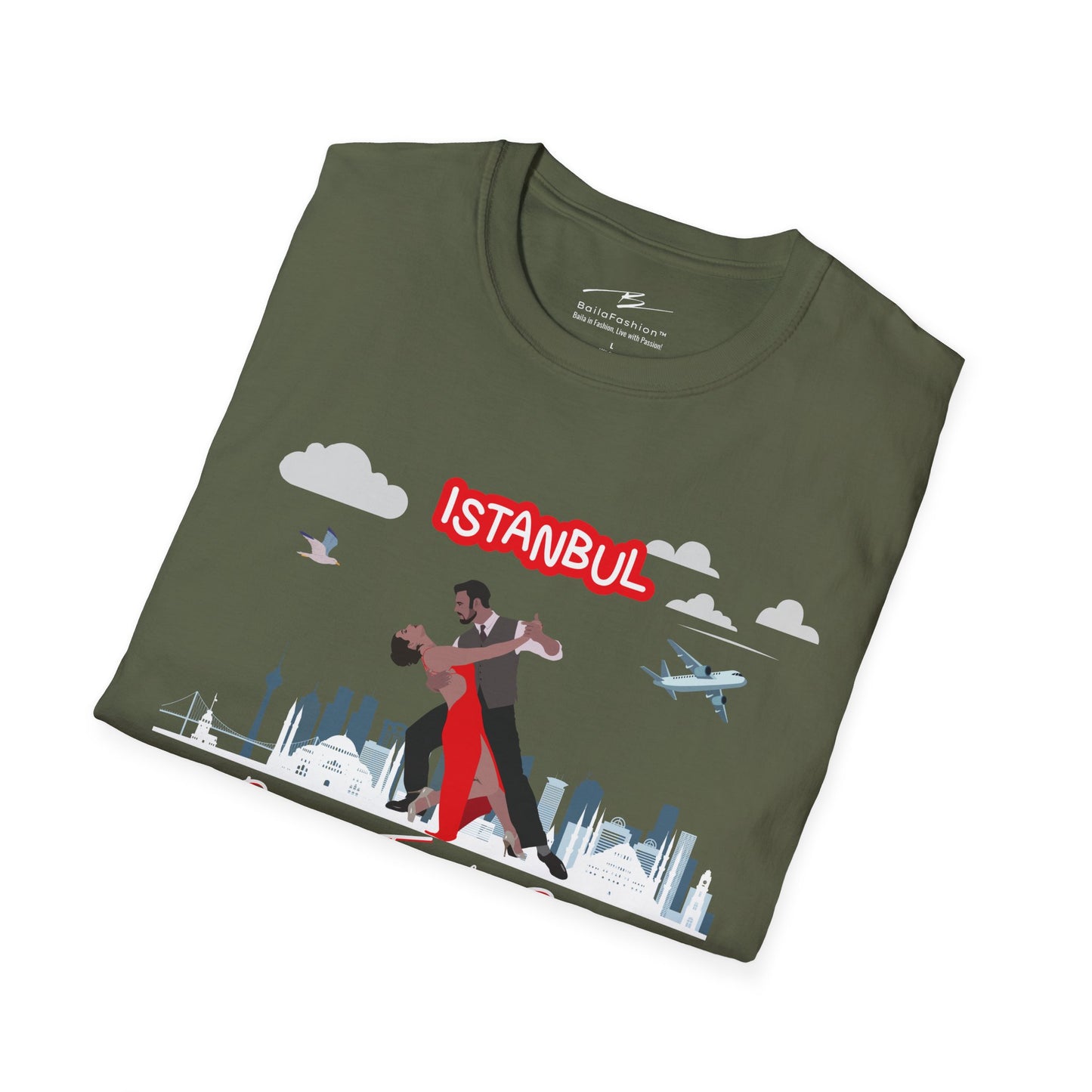 Istanbul Dance Travel Repeat T-Shirt | Turkish Bachata Dancers Skyline Tee | Class Practice Festivals Matching Couple Tops | Dance Lifestyle