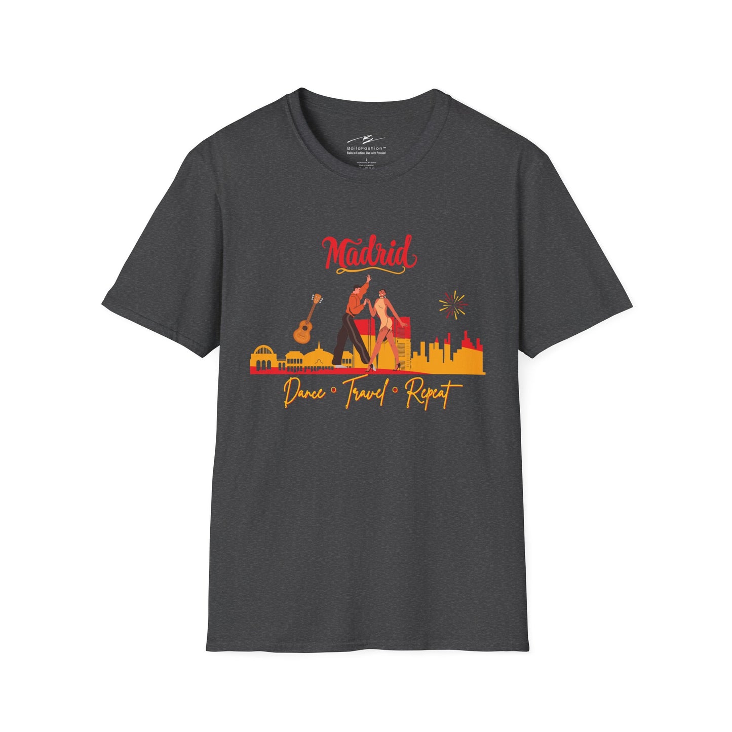 Madrid Dance Travel Repeat T-Shirt | Salsa Bachata Lovers Tee | Dance Lifestyle Shirt for Classes Socials Festivals | Matching Couple Tops
