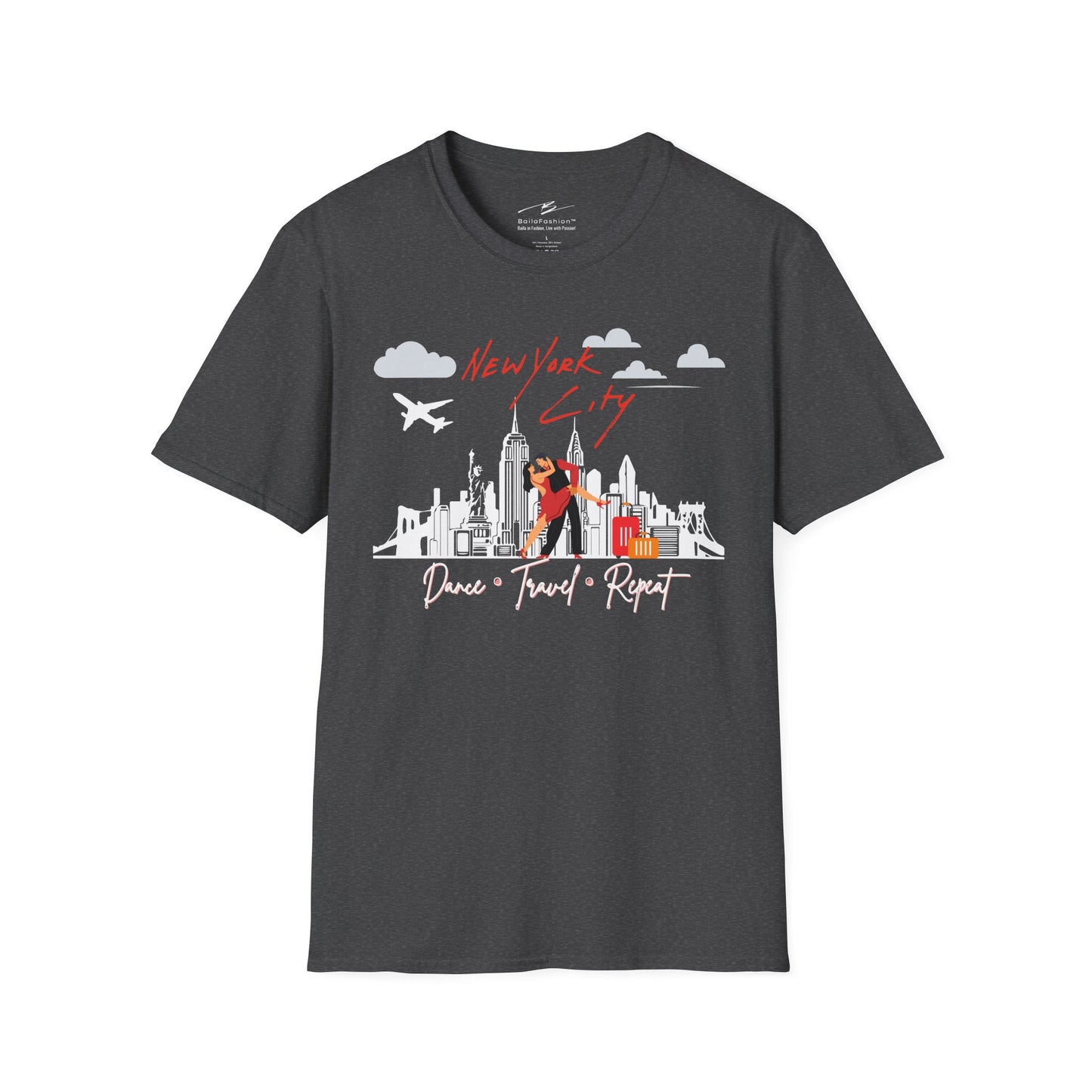New York City Dance Travel Repeat T-shirt | NYC Latin Dance Scene | Big Apple Salsa Bachata | Dance Travel Gift | BailaFashion Lifestyle