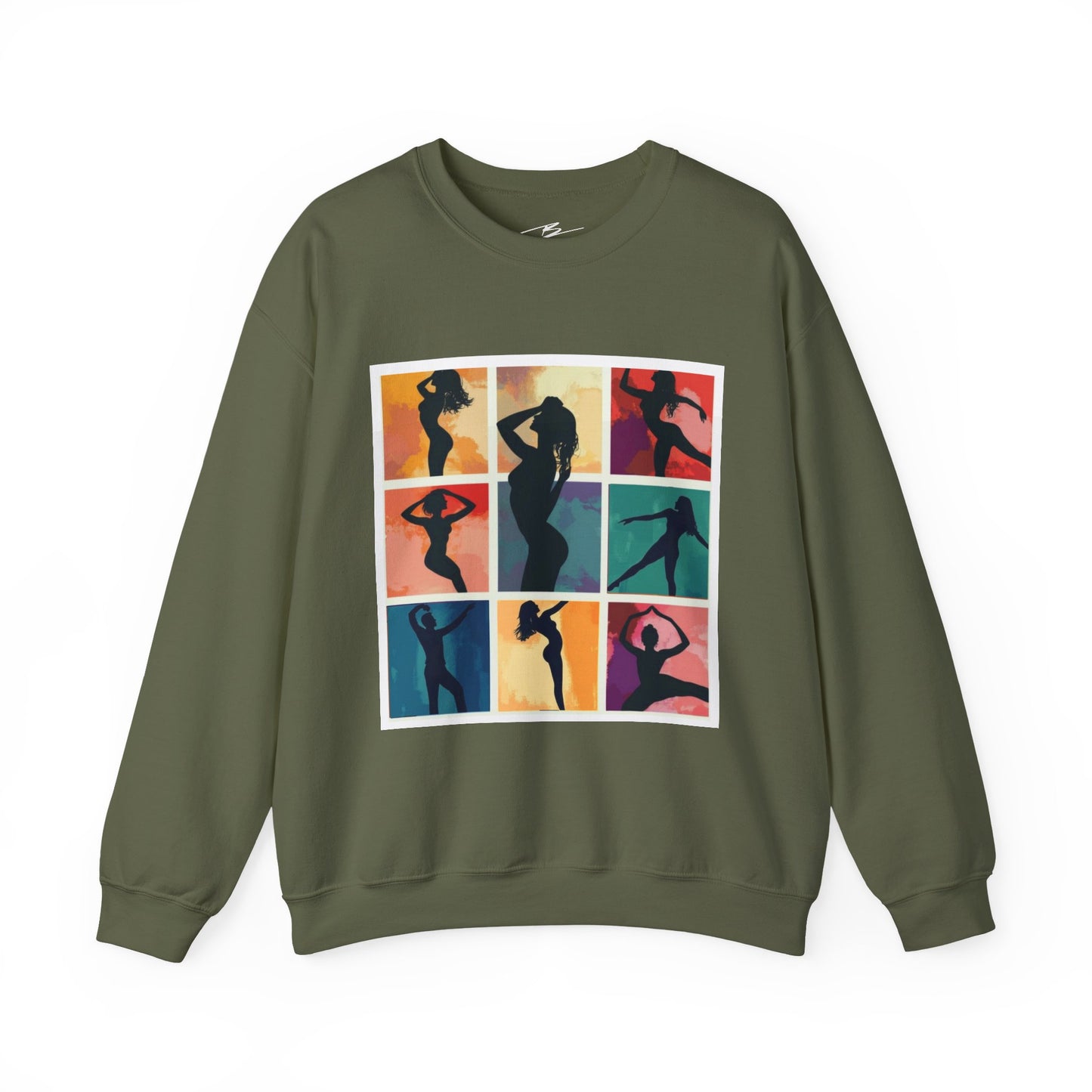 Dance Silhouette Grid Sweatshirt | Colorful Dancer Collage Crewneck | Modern Dance Art | Contemporary Ballet Jazz Hip-Hop Poses Pullover