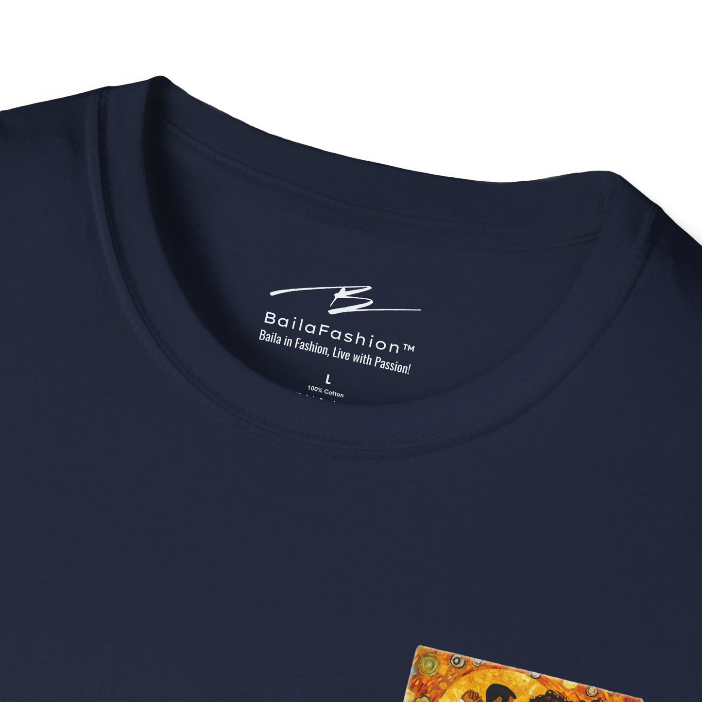 Golden Rhythm Pocket Print T-Shirt | Klimt-Inspired Latin Dance Art | Salsa Bachata Couple Top | Unisex Practice Tee | Studio Dance Wear