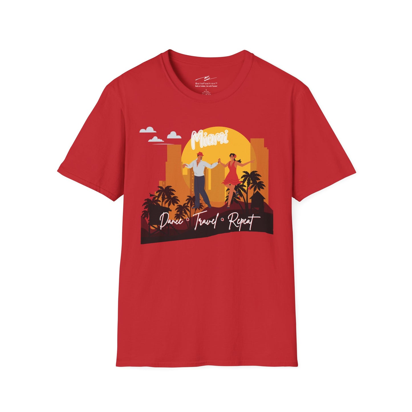 Miami Dance Travel Repeat T-shirt | Tropical Latin Dance City | Salsa Bachata Travel Gift | Dance Congress Tee | BailaFashion Lifestyle