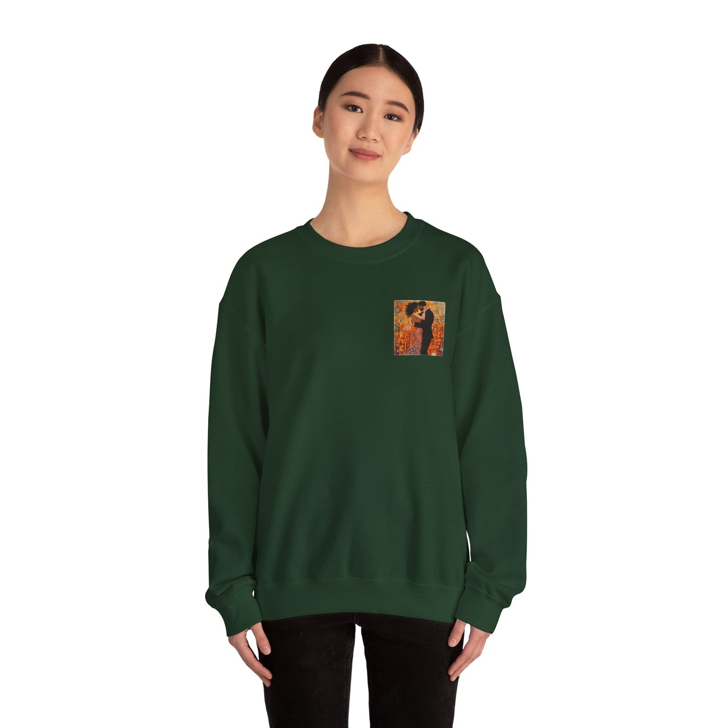 Amber Embrace Art Sweatshirt | Klimt Inspired Latin Dance | Salsa Bachata | Unisex Crewneck | Dance Practice Wear | BailaFashion Streewear