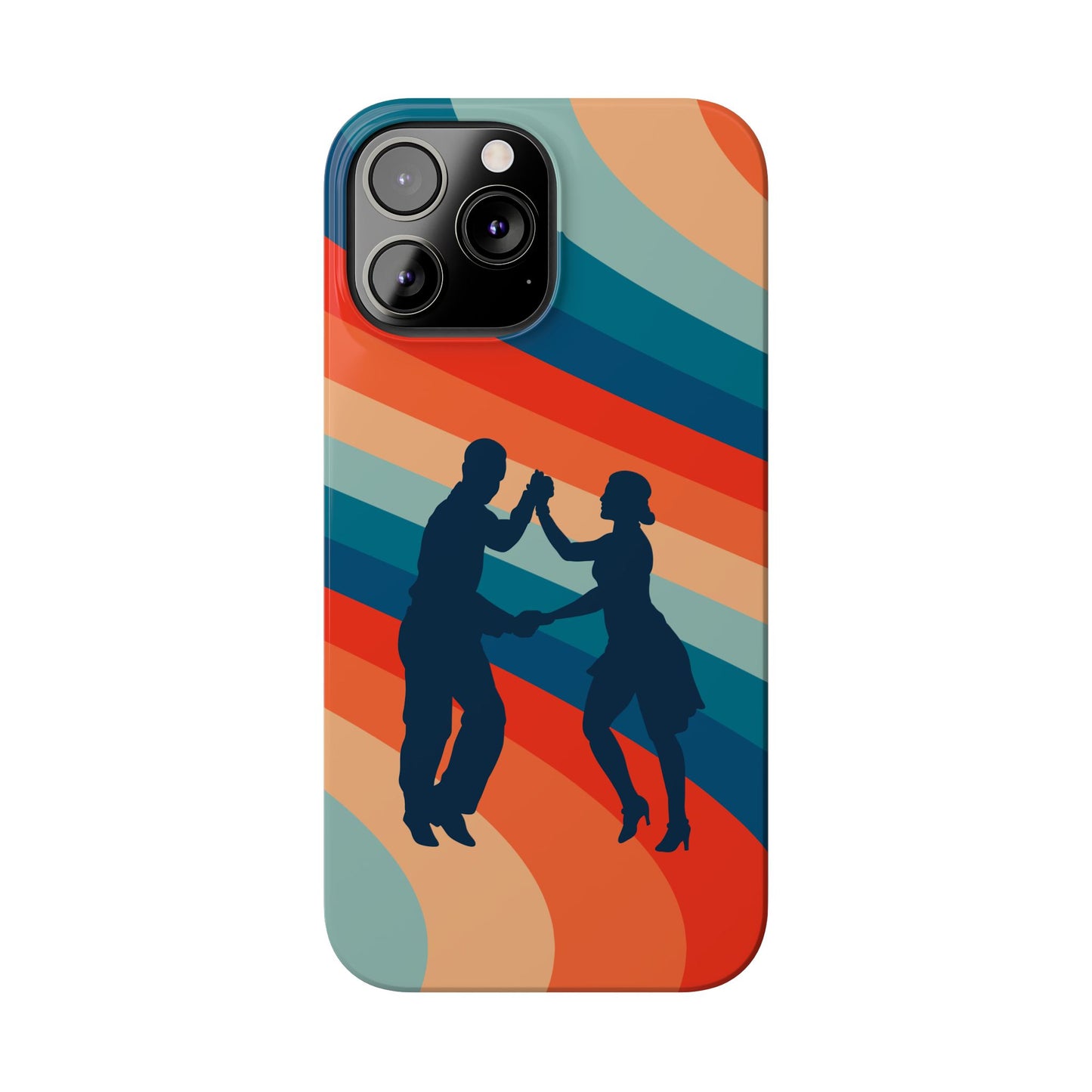 Rainbow Rhythm iPhone Case | Salsa Dance Silhouettes | Retro Dance Waves | Latin Connection Art | BailaFashion Dance Lifestyle