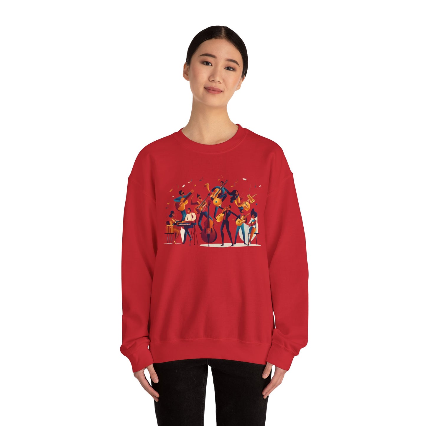 Salsa Orchestra Band Sweatshirt | Modern Music Art | Latin Jazz Illustration | Musician Dancer Gift | BailaFashion Comfy Couple Casual Wear