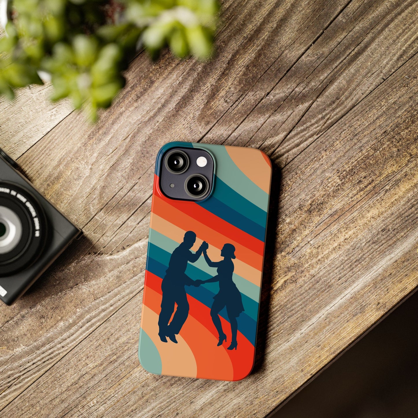 Rainbow Rhythm iPhone Case | Salsa Dance Silhouettes | Retro Dance Waves | Latin Connection Art | BailaFashion Dance Lifestyle
