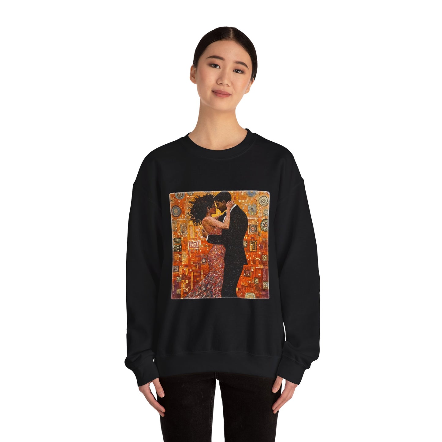 Amber Embrace Art Sweatshirt | Klimt-Inspired Latin Dance | Bachata Romance | BailaFashion Couple Streetwear | Dance Lifestyle Apparell