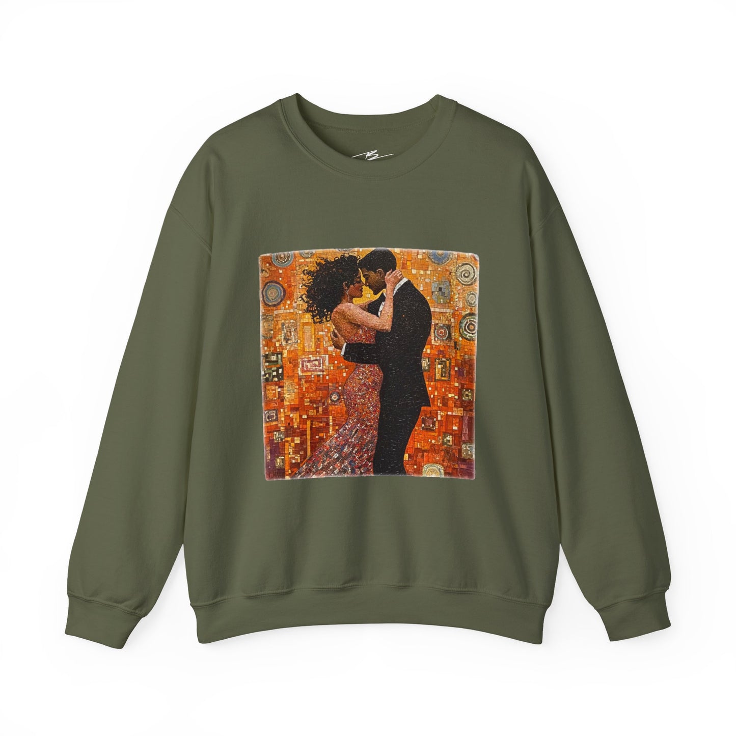 Amber Embrace Art Sweatshirt | Klimt-Inspired Latin Dance | Bachata Romance | BailaFashion Couple Streetwear | Dance Lifestyle Apparell