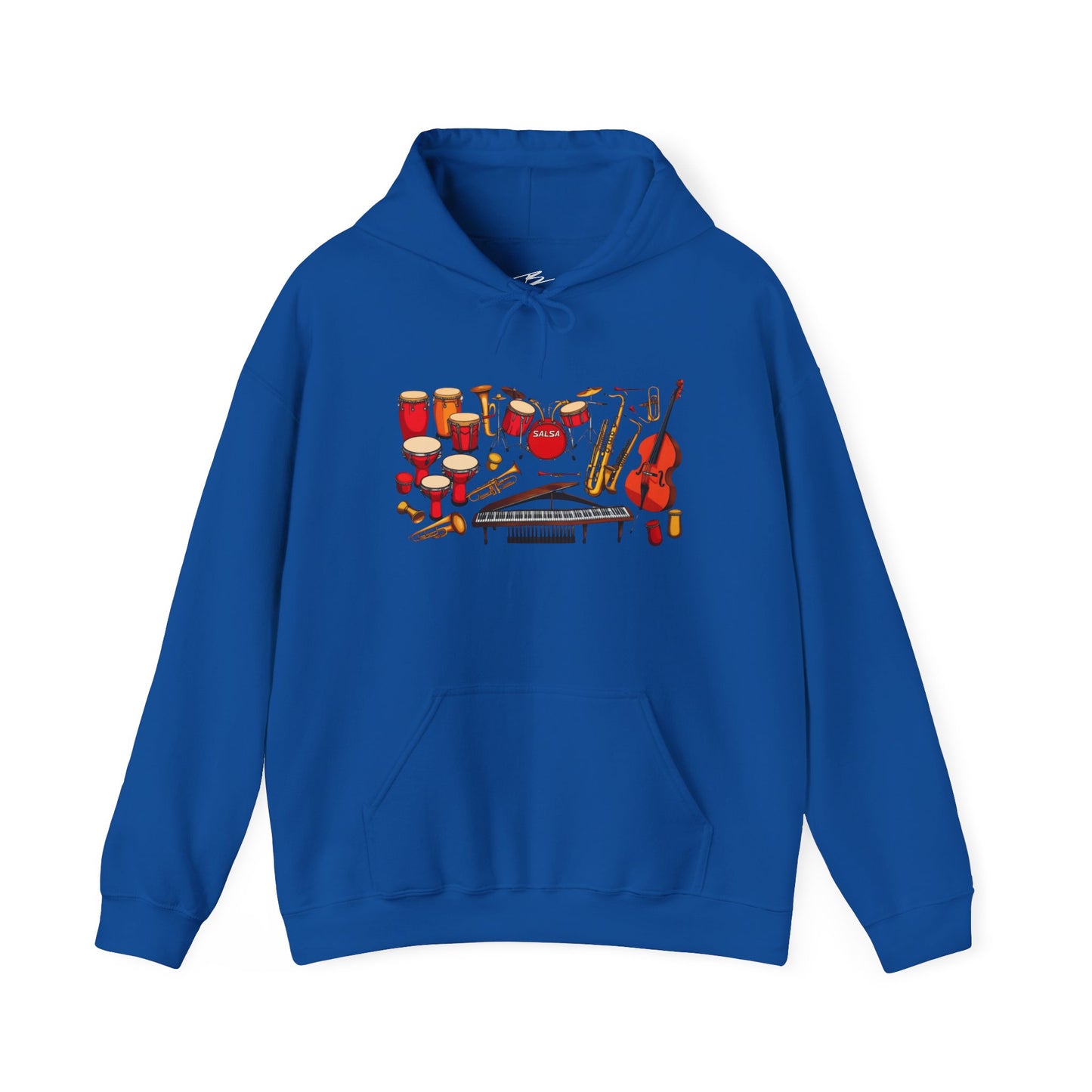 Salsa Orchestra Instruments Hoodie | Latin Music Band Art | Musician Dancer Gift | Vibrant Red Gold Design | BailaFashion Comfy Couple Wear