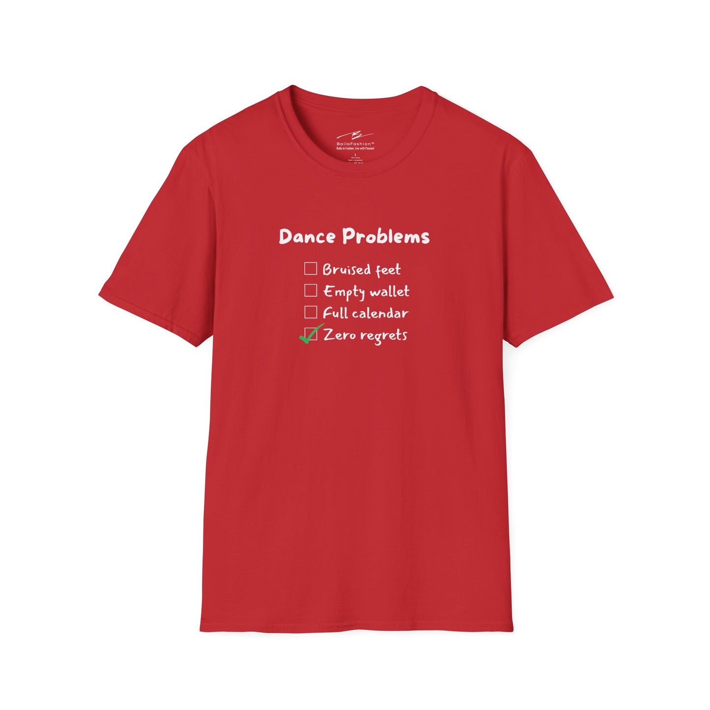 Dance Problems Checklist T-Shirt | Latin Dancer Humor | Salsa Bachata Tee | Zero Regrets Dance Life | Dance Lifestyle | Matching Couple Tops