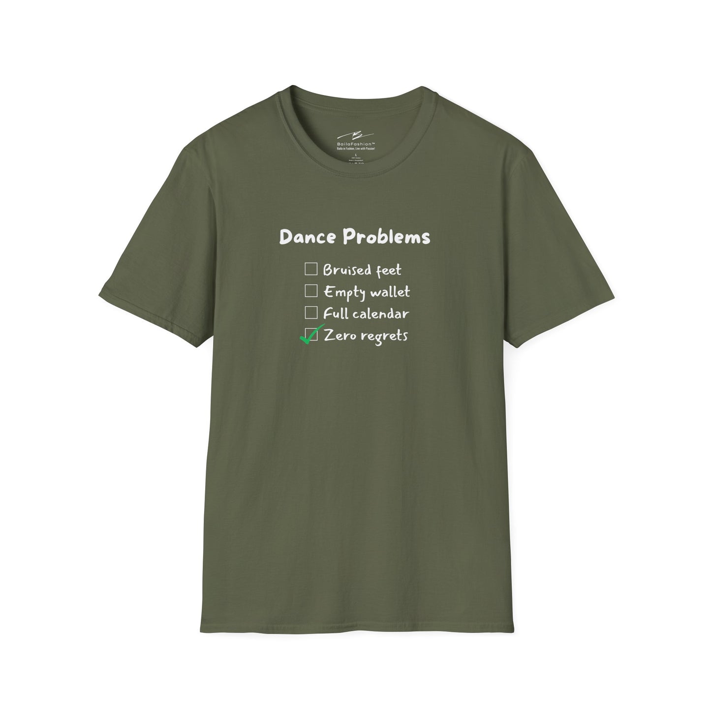 Dance Problems Checklist T-Shirt | Latin Dancer Humor | Salsa Bachata Tee | Zero Regrets Dance Life | Dance Lifestyle | Matching Couple Tops