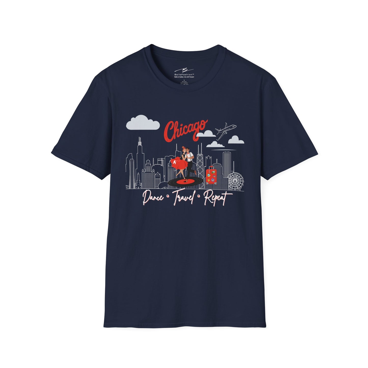 Chicago Dance Travel Repeat T-shirt | Windy City Latin Dance | Chi-town Salsa Bachata | Dance Congress Gift | BailaFashion Dance Lifestyle