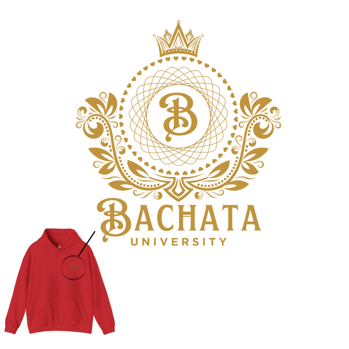 Bachata University Embroidered Hoodie | Hooded Sweatshirt | Elite Sensual Dance Pullover | Matching Couple Tops | Dance Lifestyle