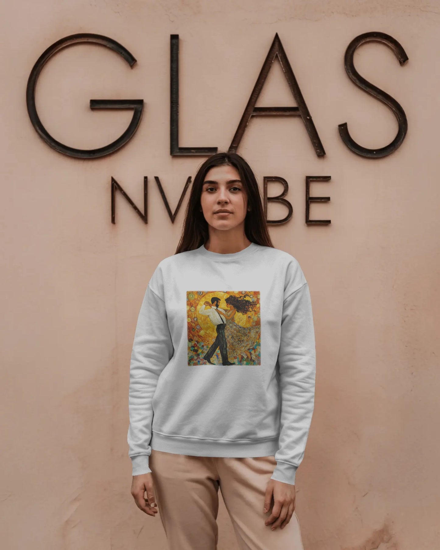 Golden Rhythm Dance Sweatshirt | Latin Dancer Couple | Bachata Salsa | BailaFashion Dance Lifestyle | Klimt Inspired Art | Cozy Sweater