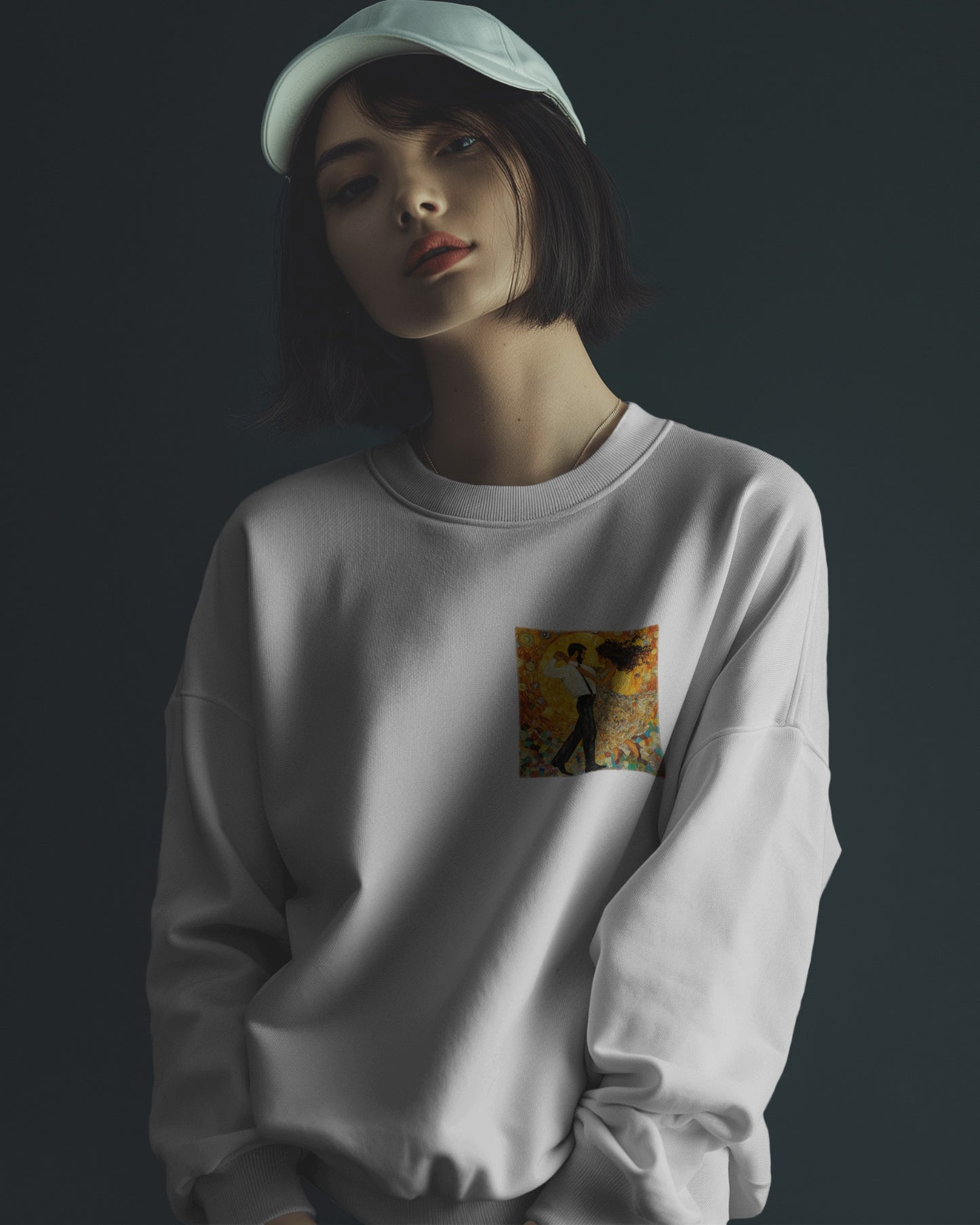 Golden Rhythm Pocket Print Sweatshirt | Latin Dance Art | Salsa Bachata Couple | Dance Lifestyle Streetwear | BailaFashion Couple Sweater