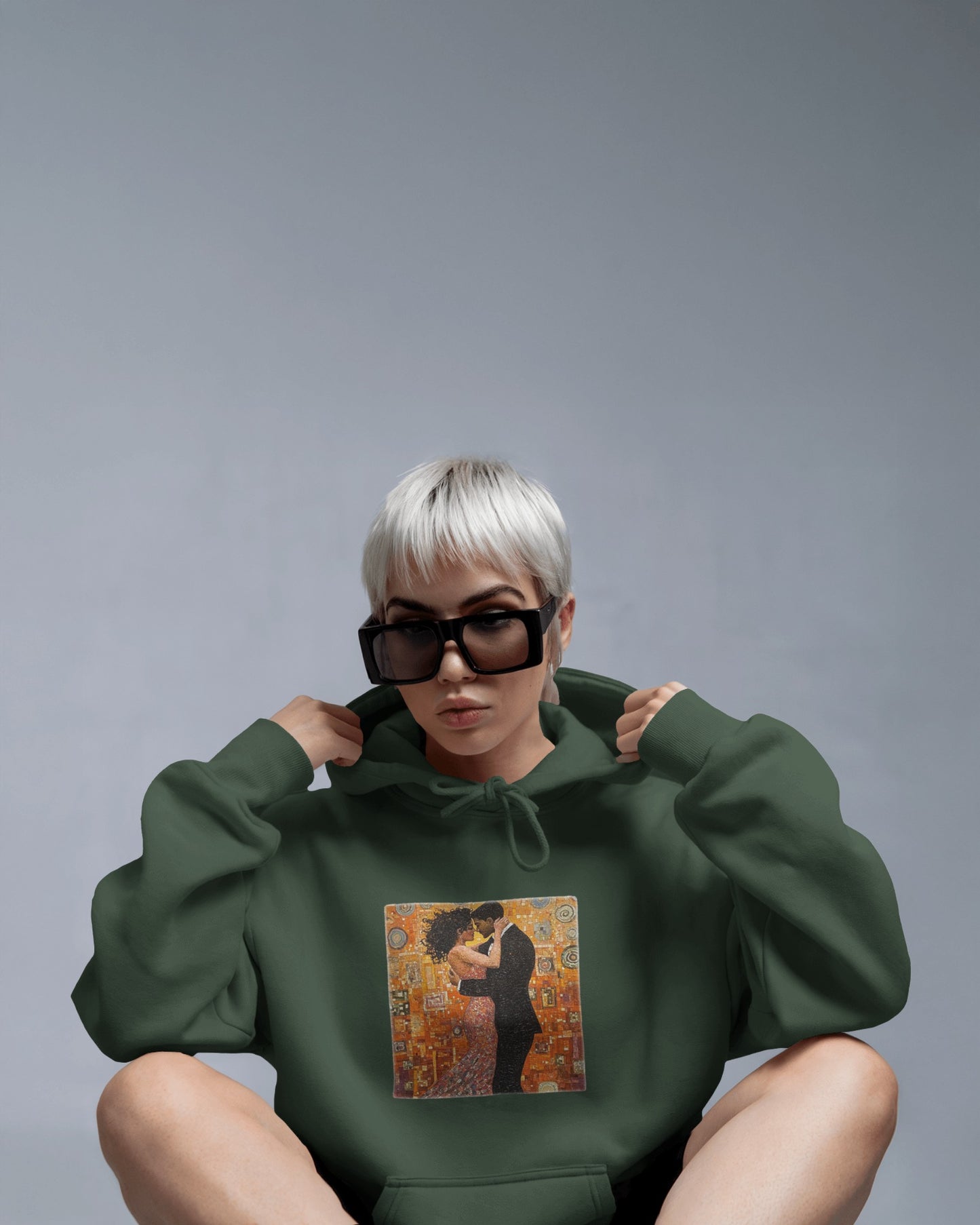 Amber Embrace Dance Hoodie | Intimate Bachata Connection | Latin Dance Couple Apparel | Sensual Dance Art | BailaFashion Dance Lifestyle