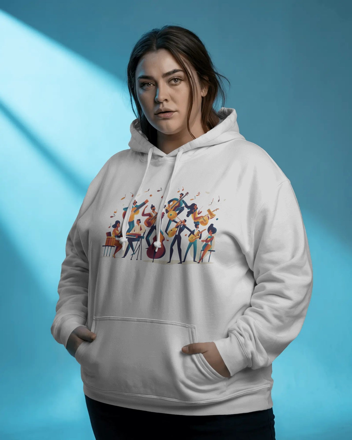 Salsa Orchestra Band Hoodie | Modern Music Art | Latin Jazz Illustration | Musician Dancer Gift | BailaFashion Comfy Casual Couple Wear