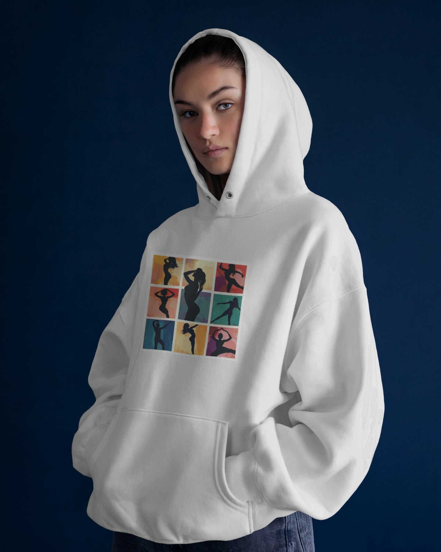Dance Silhouette Hoodie | Colorful Latin Dance Art | Salsa Bachata Dancer Grid Design | Vibrant Dance Silhouettes | BailaFashion Lifestyle