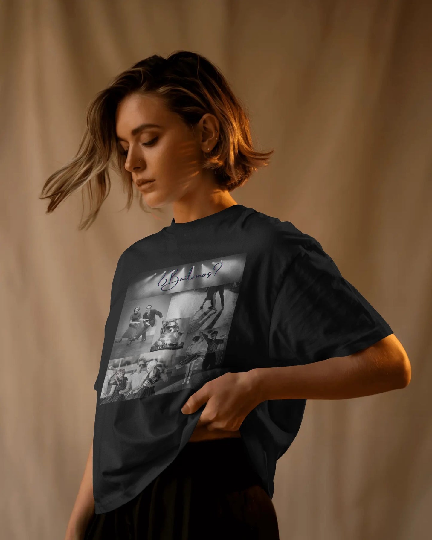 Bailamos Dance Collage T-shirt | DJ Dog Latin Dance Scenes | Salsa Bachata Vintage Dancer Gift | BailaFashion Dance Lifestyle | Practice Tee