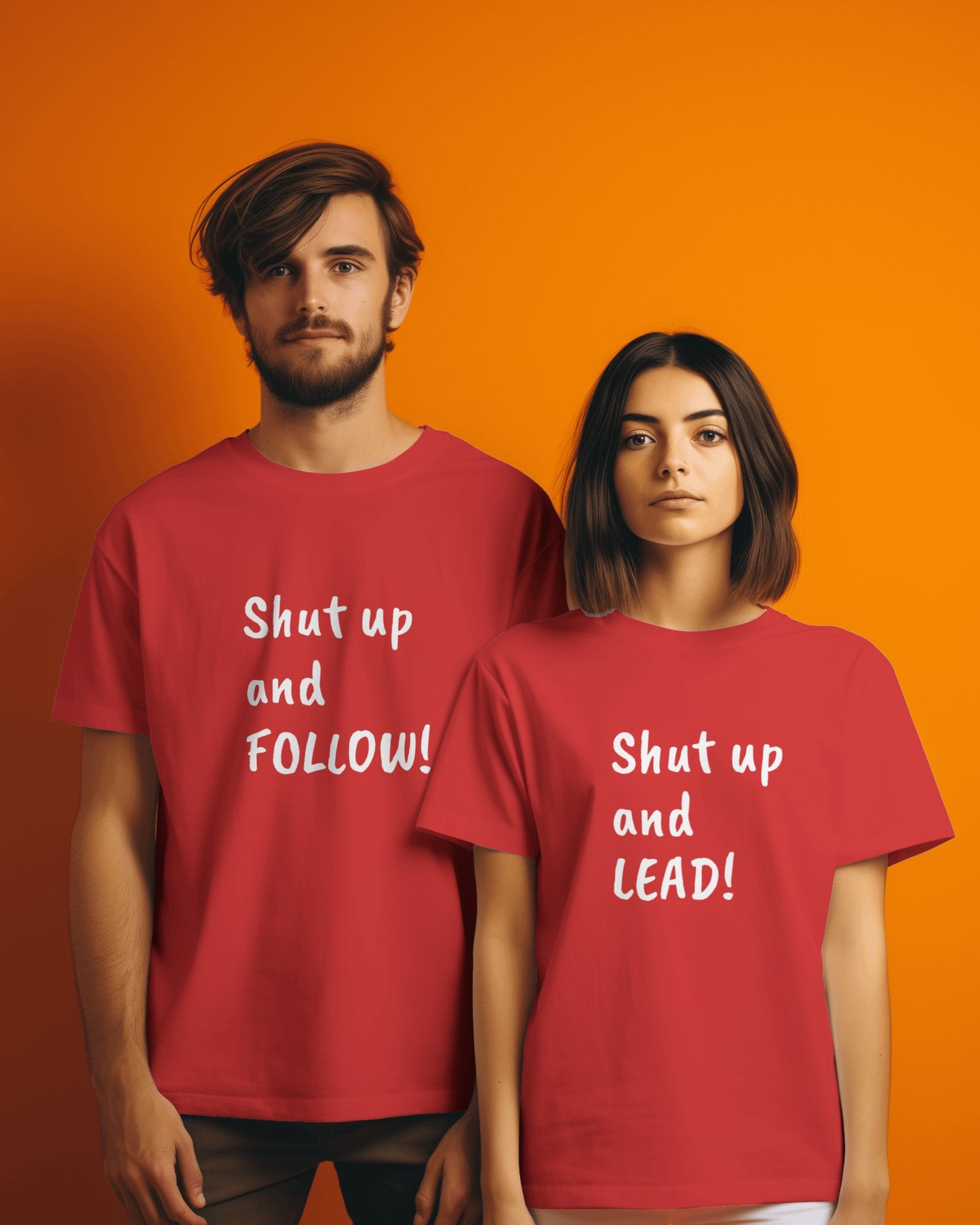 Shut Up and FOLLOW! T-Shirt | Leader's Dance Humor N Attitude | Bad Ass Back Print | Salsa Bachata Streetwear | Playful Couple Tee
