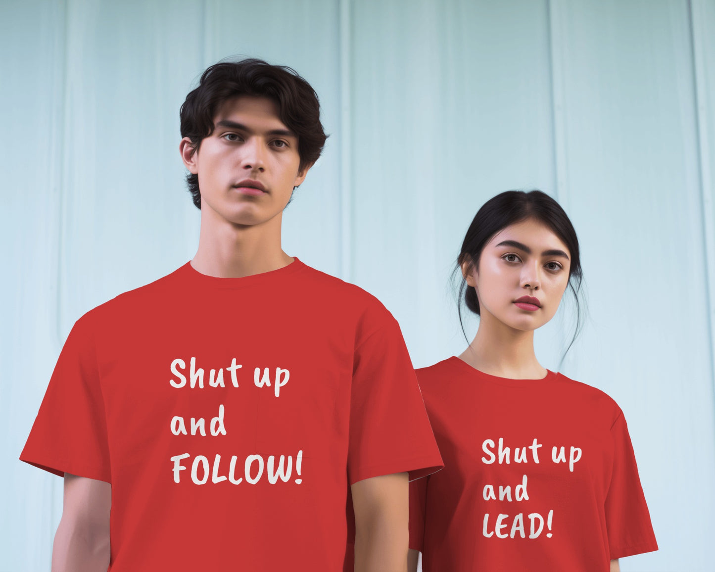 Shut Up and FOLLOW! T-Shirt | Leader's Dance Humor N Attitude | Bad Ass Back Print | Salsa Bachata Streetwear | Playful Couple Tee