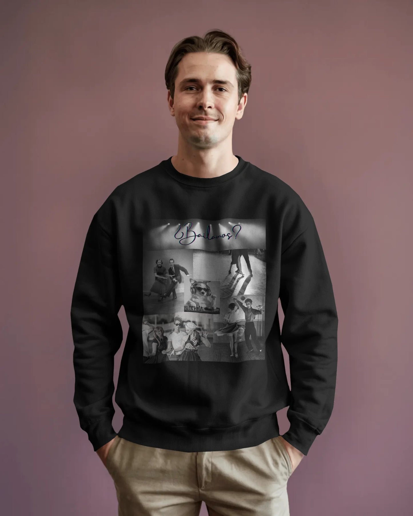 Bailamos Dance Collage Sweatshirt | Vintage Latin Dance Scenes | DJ Dog Salsa Bachata Gift | Dance Class Wear | BailaFashion Practice Wear